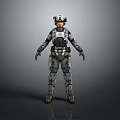 Sci Fi Character In Tactical Combat Suit With Alien Creature In Futuristic Environment 3d model