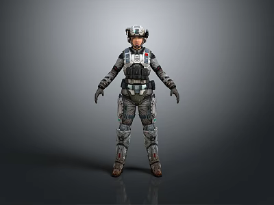 Sci Fi Character In Tactical Combat Suit With Alien Creature In Futuristic Environment 3d model