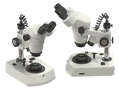 Professional Binocular Microscopes As Medical Equipment With Laboratory Stands And Adjustable Stages 3d model