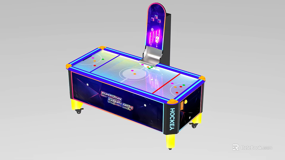 Fun Interactive Air Hockey Table With LED Lights Smooth Tabletop And Mobility Casters 3d model