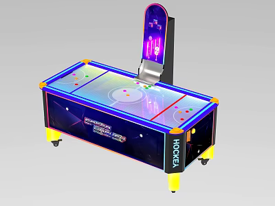 Fun Interactive Air Hockey Table With LED Lights Smooth Tabletop And Mobility Casters 3d model