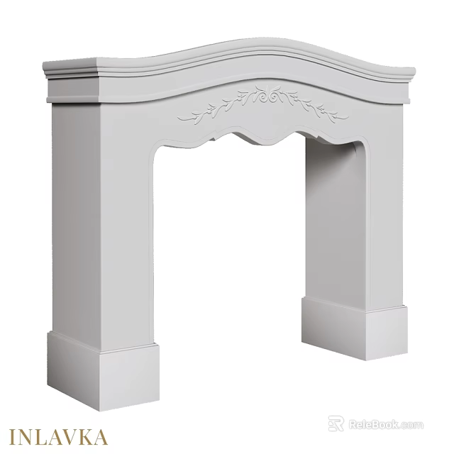 Elegant White Fireplace Featuring Classical Decorative Carvings In Home Interior Design 3d model 