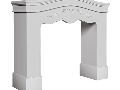 Elegant White Fireplace Featuring Classical Decorative Carvings In Home Interior Design 3d model