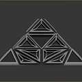 Geometric Architectural Structure Models With Blue Transparent Elements Arranged On Grey Background