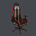 Ergonomic Gaming Chair Black Red With White Stripes Armrests Footrest Leather Design Rolling Wheels