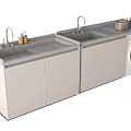 Functional Laundry And Kitchen Sink Area With Double Sinks Faucets Cabinets And Dryer
