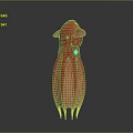 Modern Red Fantasy Creature Character With Sleek Tentacle Form And Blue Details
