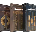 Traditional Wooden Gates With Gold Accents Ornate Carvings And Circular Patterns