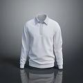 Stylish White Long Sleeve Polo Shirt With Classic Collar And Casual Design