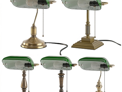 European-style retro metal table lamp 3d model