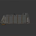 Industrial Building Structure Model With Metal Framework Grid Roof And Base Platform
