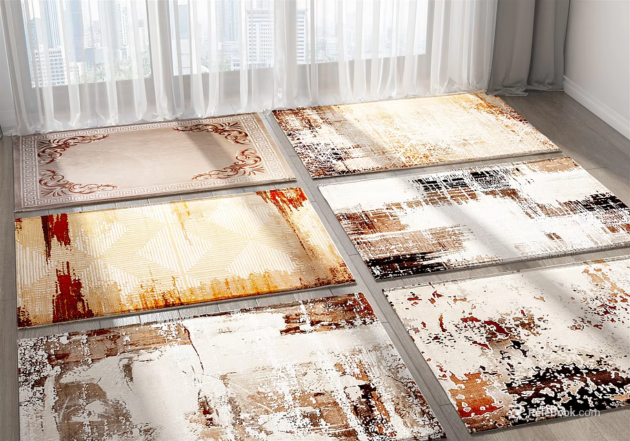 Square Rugs With Abstract Patterns And Stylish Earthy Color Tones 3d model