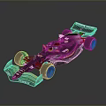 Black And Gold Formula Race Car With Aerodynamic Design Rear Wing And Yellow Wheels