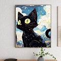 Decorative Painting Art Painting Abstract Painting Watercolor Painting Oil Painting Landscape Painting Animal Painting Cartoon Painting Album Animal Cat Black Cat Painting Green Plant Wall 3d model