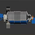 Blue And Gray Industrial Mechanical Device With Layered Interior And Cylindrical Body