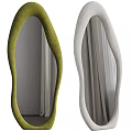 Modern Irregular Shaped Mirrors With Green And Gray Upholstered Frames 3d model