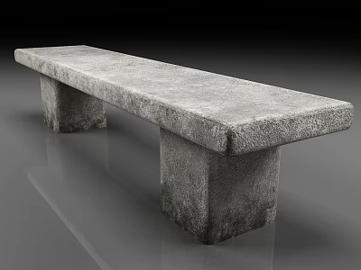 Rustic Natural Stone Bench With Long Rectangular Shape And Rough Textured Surface 3d model