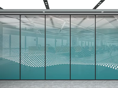 Glass Partition For Modern Interior With Black Frame And Geometric Pattern Design 3d model