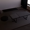 Modern Indoor Seating Collection With Curved Bench Upholstered Stools And Metal Frames