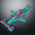 Futuristic Teal And Pink Spaceship Model With Cosmic Exploration Design Features