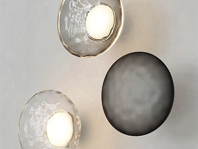 Modern Transparent And Black Glass Wall Lamps With Illuminated Round Design 3d model