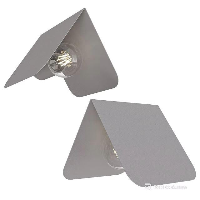 Gray Triangular Wall Lamps with Minimalist Modern Design and Exposed Bulb 3d model