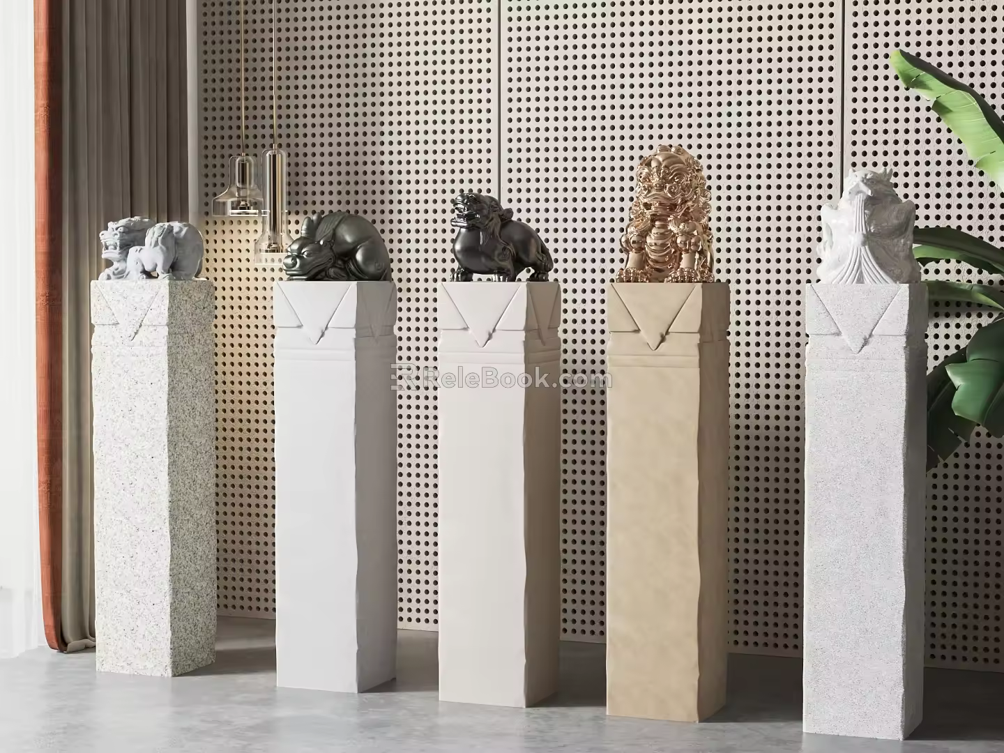 New Chinese Sculpture Ornaments Combination 3d model