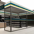 Organized Convenience Store Interior With Shelves Cashier Counter And Daily Necessities
