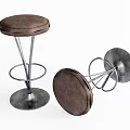 Modern Bar Stools Featuring Brown Padded Seats Metal Frames And Round Bases 3d model
