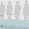 Women In Light Blue Off Shoulder Dresses With Black And White Sandals In Various Poses