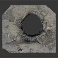 Natural Wooden Stump With Detailed Bark Texture And Exposed Tree Roots In Stone Setting
