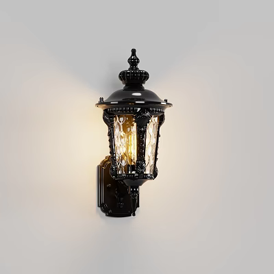 Classic Black Decorative Wall Lamp With Glass Shade And Illuminated Bulb 3d model