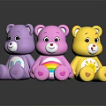 Colorful Stuffed Toy Bears For Kids With Rainbow Sun And Heart Patterns