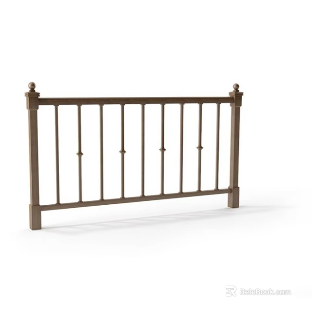 Classic Brown Metal Railing Design With Decorative Finials Vertical Bars And Posts 3d model 