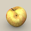 Fresh Ripe Apple With Red And Yellow Spotted Skin And Brown Stem