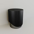 Modern Black Stool With Round Top Vertical Ribbed Texture And Silver Base