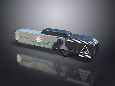 Futuristic Modern Weapon Design With Metallic Body Green Accents And Geometric Patterns 3d model