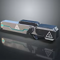Futuristic Modern Weapon Design With Metallic Body Green Accents And Geometric Patterns