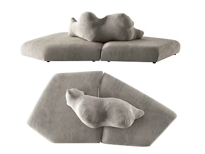 Modern Gray Fabric Sectional Sofa With Modular Design And Comfortable Cushions 3d model