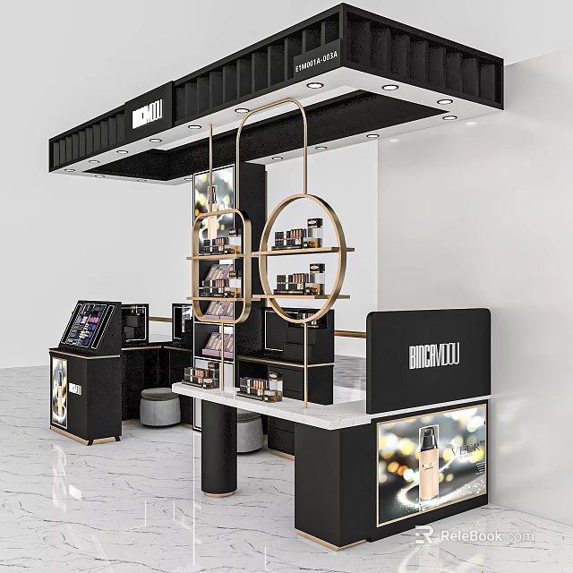 Miranda Cosmetics Store Featuring Modern Display Shelves And Product Displays With Elegant Lighting 3d model 