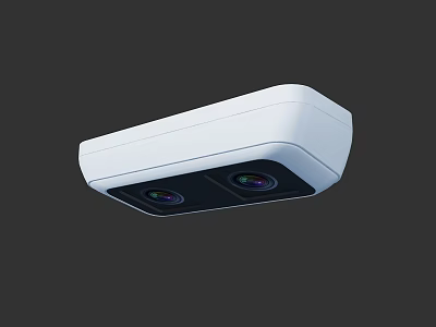 Modern White Dual Lens Projection Surveillance Camera For Security Monitoring Systems 3d model