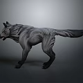 Realistic Gray Wolf 3D Sculpture With Dynamic Pose And Detailed Fur