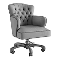 Beige Tufted Office Chair With Padded Armrest And Black Caster Wheels