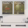 Two Robot Posters As Stylish Wall Decor In Modern Living Interior Space 3d model