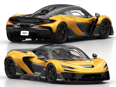 Yellow and Black Sports Car With Sleek Exterior Design And Aerodynamic Body 3d model