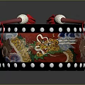 Household Decorative Drum With Dragon Pattern Black Base Red Drumsticks White Head And Silver Rivets