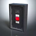 Black Electrical Panel Box With Red Button And Metal Enclosure Design 3d model