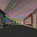 Shopping Mall Stores Interior With Circular Ceiling Wooden Decor Green Plants And Seating Area