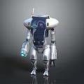 Futuristic Silver Robot With Transparent Chest Blue Light And Mechanical Structure 3d model