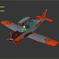 Blue and Orange Passenger Plane with Propeller Cockpit Number 1985 and Circular Wing Badges